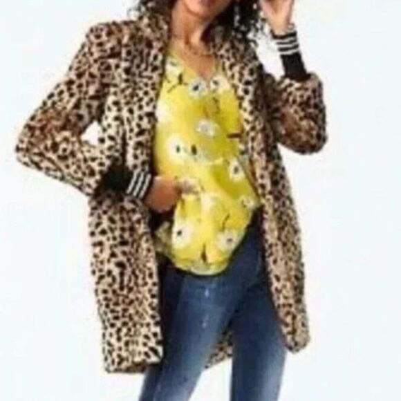Cabi Josephine Coat XS Faux Fur Leopard Print Removable Cuffs Style 3727 - Picture 1 of 12